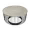 30" Black Metal Open Frame Wire Geometric Coffee Table with Silver Aluminum Top
